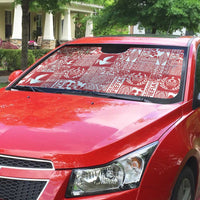 Red Tonga Kilisimasi Fiefia Auto Sun Shade Pacific Patchwork Xmas Vibes LT9 - Polynesian Pride