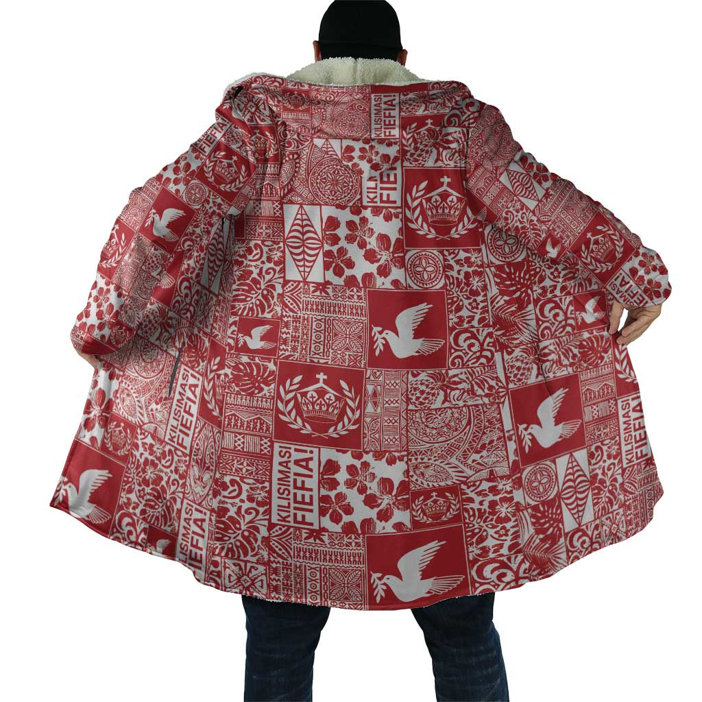 Red Tonga Kilisimasi Fiefia Cloak Pacific Patchwork Xmas Vibes - Polynesian Pride