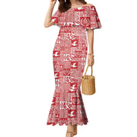Red Tonga Kilisimasi Fiefia Family Matching Mermaid Dress and Hawaiian Shirt Pacific Patchwork Xmas Vibes LT9 Mom's Dress Red - Polynesian Pride