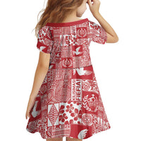 Red Tonga Kilisimasi Fiefia Family Matching Puletasi and Hawaiian Shirt Pacific Patchwork Xmas Vibes LT9 - Polynesian Pride