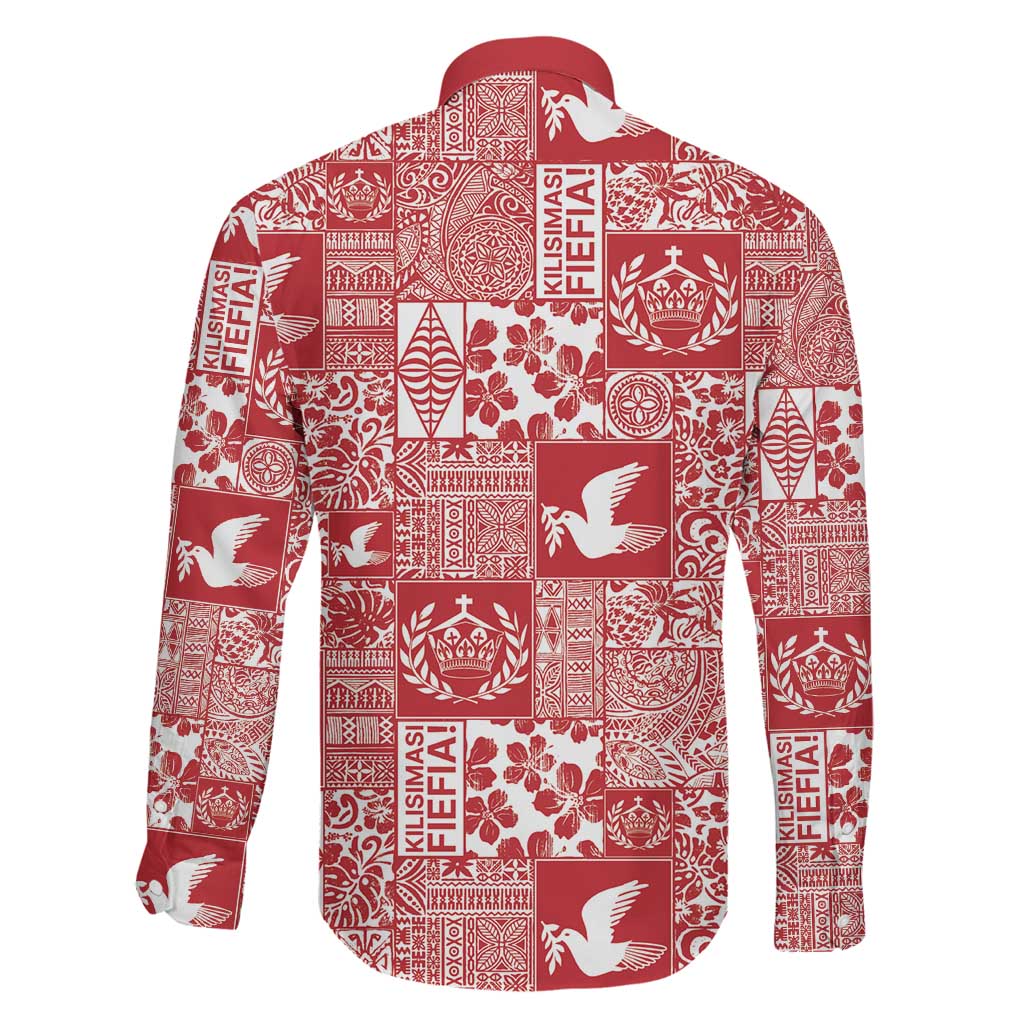 Red Tonga Kilisimasi Fiefia Family Matching Tank Maxi Dress and Hawaiian Shirt Pacific Patchwork Xmas Vibes LT9 - Polynesian Pride