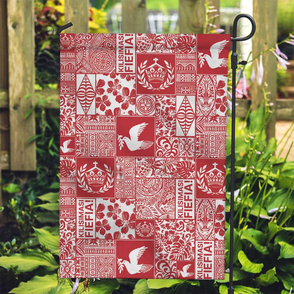 Red Tonga Kilisimasi Fiefia Garden Flag Pacific Patchwork Xmas Vibes LT9 Garden Flag Red - Polynesian Pride