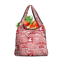 Red Tonga Kilisimasi Fiefia Grocery Bag Pacific Patchwork Xmas Vibes LT9 1-pack One Size Red - Polynesian Pride