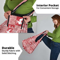 Red Tonga Kilisimasi Fiefia Grocery Bag Pacific Patchwork Xmas Vibes LT9 - Polynesian Pride