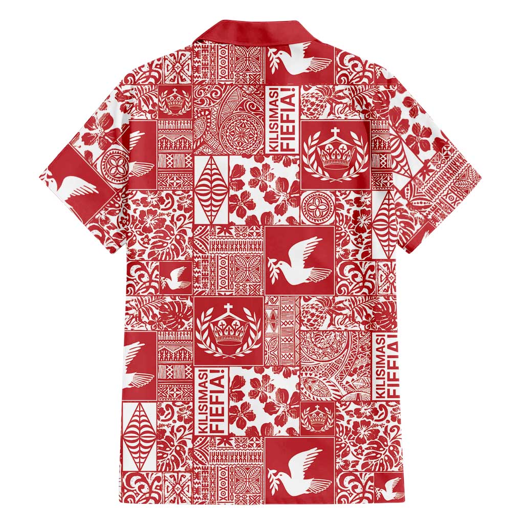 Red Tonga Kilisimasi Fiefia Hawaiian Shirt Pacific Patchwork Xmas Vibes - Polynesian Pride