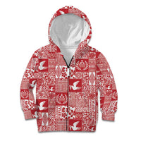 Red Tonga Kilisimasi Fiefia Kid Hoodie Pacific Patchwork Xmas Vibes - Polynesian Pride