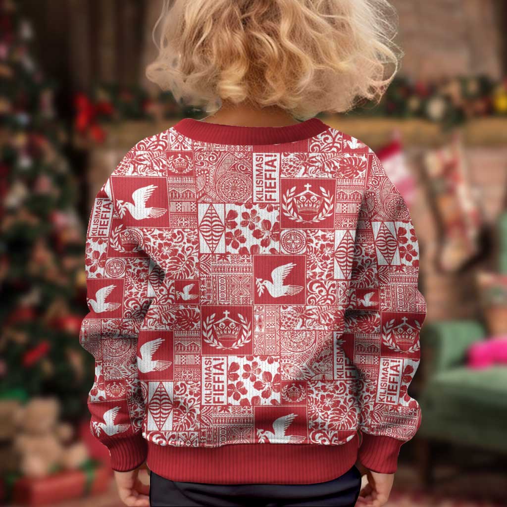 Red Tonga Kilisimasi Fiefia Kid Ugly Christmas Sweater Pacific Patchwork Xmas Vibes LT9 - Polynesian Pride