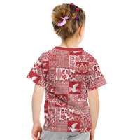 Red Tonga Kilisimasi Fiefia Kid T Shirt Pacific Patchwork Xmas Vibes - Polynesian Pride