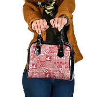 Red Tonga Kilisimasi Fiefia Shoulder Handbag Pacific Patchwork Xmas Vibes LT9 One Size Red - Polynesian Pride