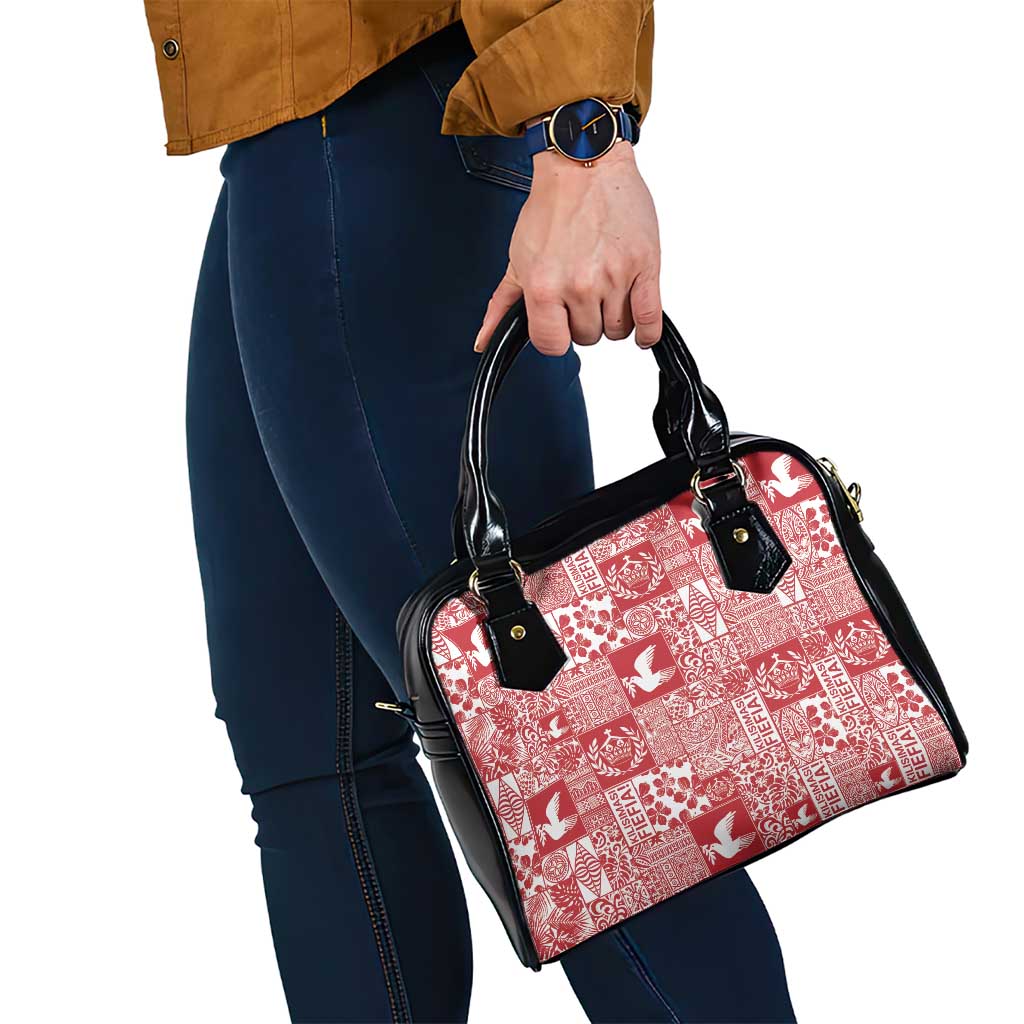 Red Tonga Kilisimasi Fiefia Shoulder Handbag Pacific Patchwork Xmas Vibes LT9 - Polynesian Pride