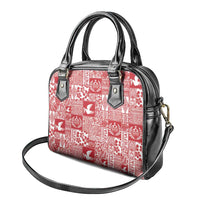 Red Tonga Kilisimasi Fiefia Shoulder Handbag Pacific Patchwork Xmas Vibes LT9 - Polynesian Pride