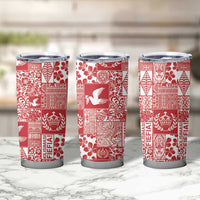 Red Tonga Kilisimasi Fiefia Tumbler Cup Pacific Patchwork Xmas Vibes LT9 - Polynesian Pride
