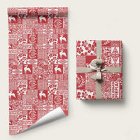 Red Tonga Kilisimasi Fiefia Wrapping Paper Pacific Patchwork Xmas Vibes LT9 58" × 23" Red - Polynesian Pride