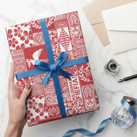 Red Tonga Kilisimasi Fiefia Wrapping Paper Pacific Patchwork Xmas Vibes LT9 - Polynesian Pride