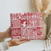 Red Tonga Kilisimasi Fiefia Wrapping Paper Pacific Patchwork Xmas Vibes LT9 - Polynesian Pride
