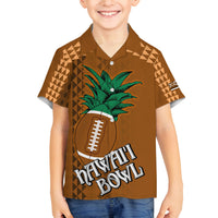 Custom Hawaii Honolulu Bowl Family Matching Tank Maxi Dress and Hawaiian Shirt With Kakau Tribal Pattern LT9 Son's Shirt Brown - Polynesian Pride
