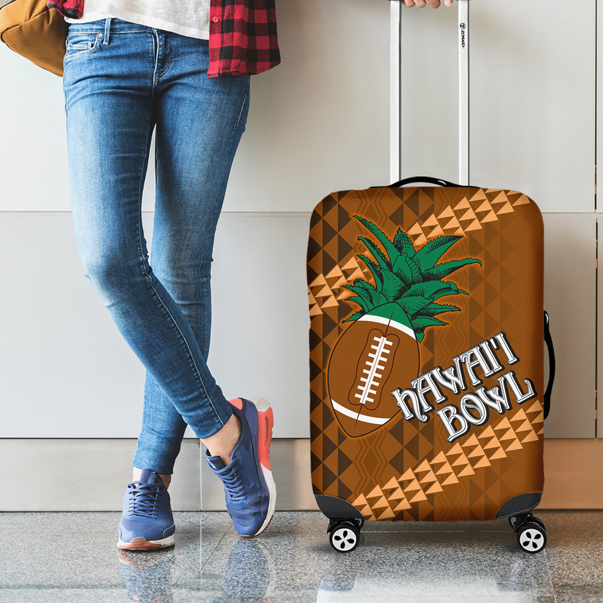 Custom Hawaii Honolulu Bowl Luggage Cover With Kakau Tribal Pattern LT9 - Polynesian Pride