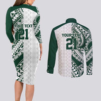 Polynesian Hawaii Volleyball Custom Couples Matching Long Sleeve Bodycon Dress and Long Sleeve Button Shirt Kakau with Sport Style LT9 - Polynesian Pride