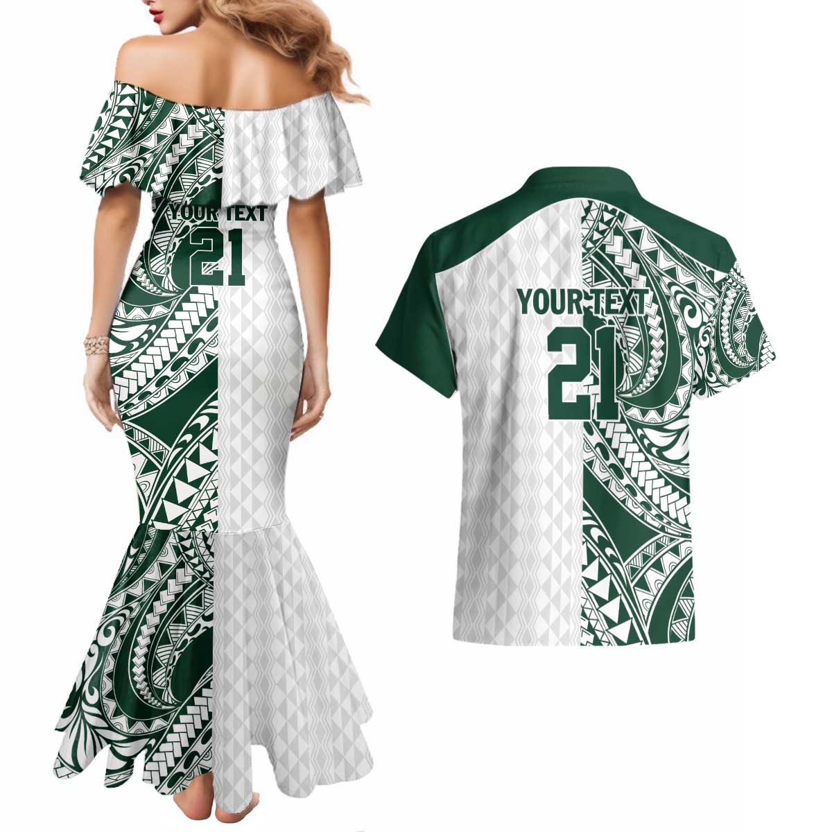 Polynesian Hawaii Volleyball Custom Couples Matching Mermaid Dress and Hawaiian Shirt Kakau with Sport Style LT9 - Polynesian Pride