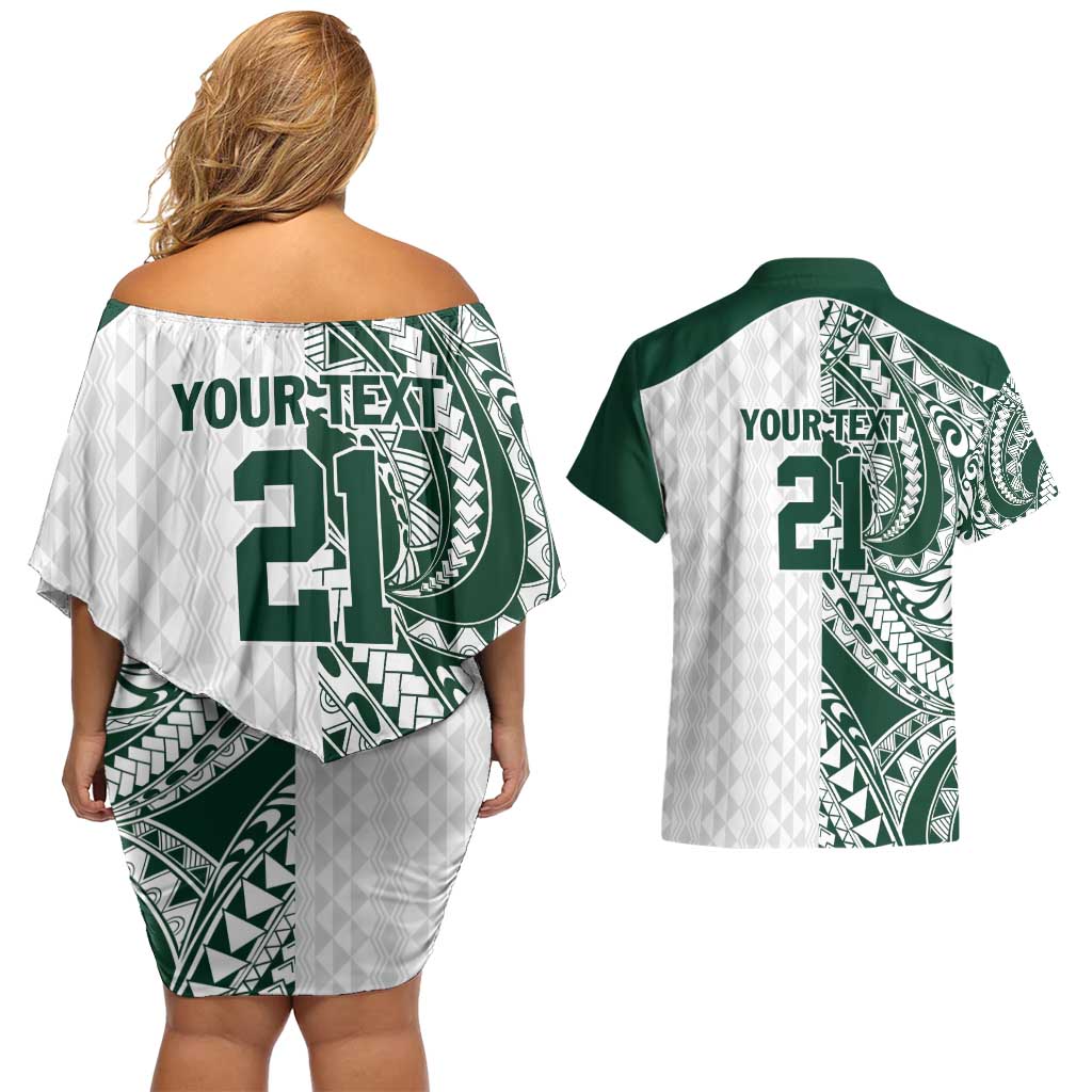 Polynesian Hawaii Volleyball Custom Couples Matching Off Shoulder Short Dress and Hawaiian Shirt Kakau with Sport Style LT9 - Polynesian Pride
