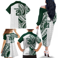Polynesian Hawaii Volleyball Custom Family Matching Off The Shoulder Long Sleeve Dress and Hawaiian Shirt Kakau with Sport Style LT9 - Polynesian Pride