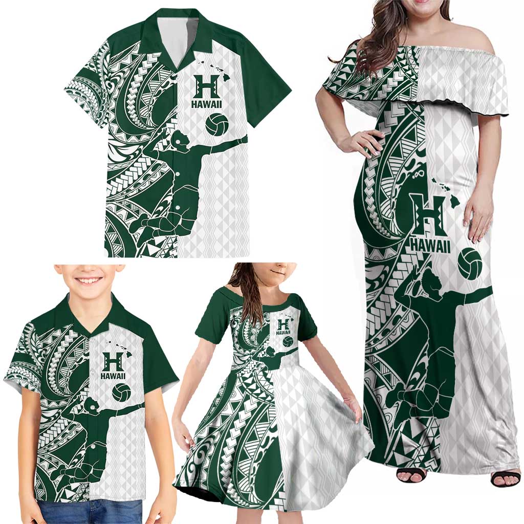 Polynesian Hawaii Volleyball Custom Family Matching Off Shoulder Maxi Dress and Hawaiian Shirt Kakau with Sport Style LT9 - Polynesian Pride
