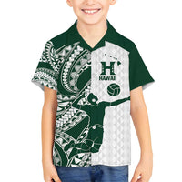 Polynesian Hawaii Volleyball Custom Family Matching Off Shoulder Maxi Dress and Hawaiian Shirt Kakau with Sport Style LT9 Son's Shirt White - Polynesian Pride