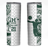 Polynesian Hawaii Volleyball Custom Skinny Tumbler Kakau with Sport Style LT9 White - Polynesian Pride