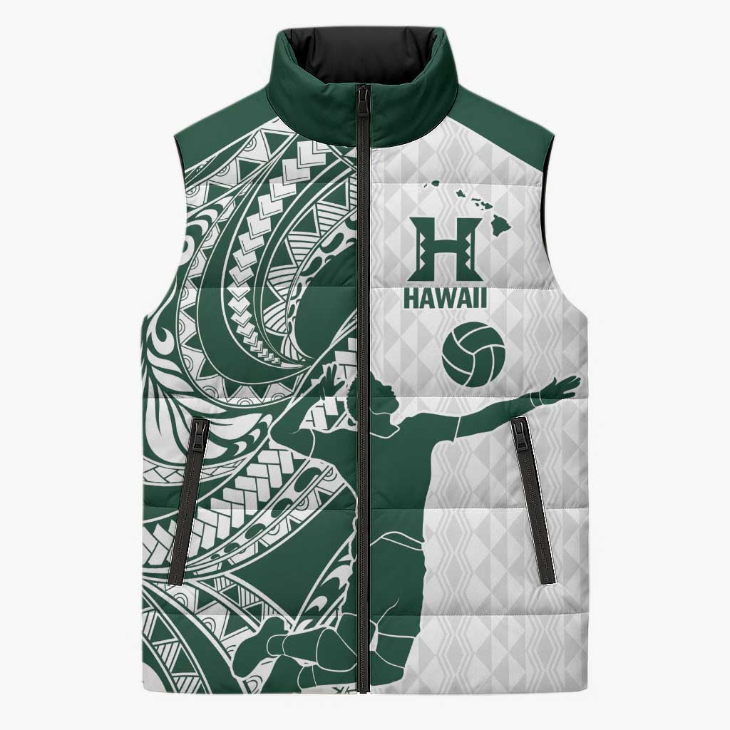 Polynesian Hawaii Volleyball Custom Sleeveless Puffer Jacket Kakau with Sport Style - Polynesian Pride