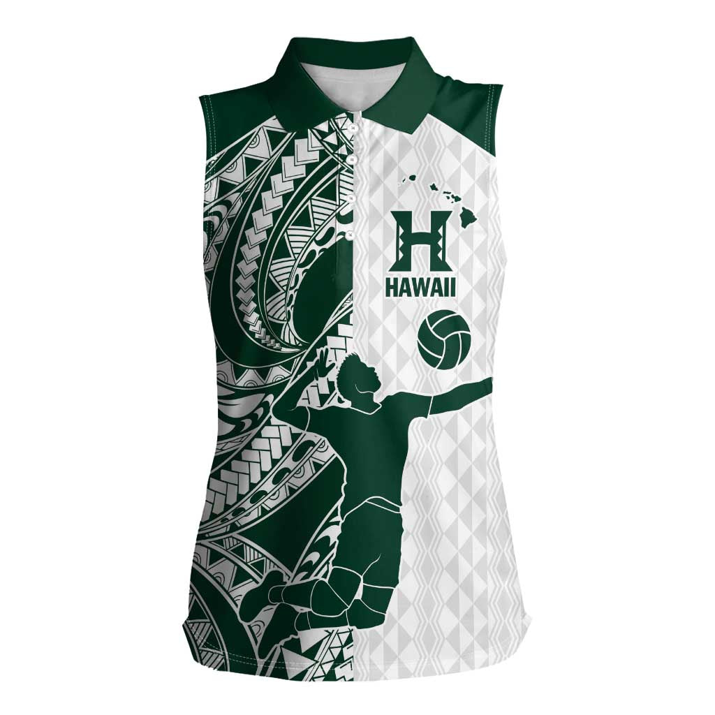 Polynesian Hawaii Volleyball Custom Women Sleeveless Polo Shirt Kakau with Sport Style LT9 Female White - Polynesian Pride
