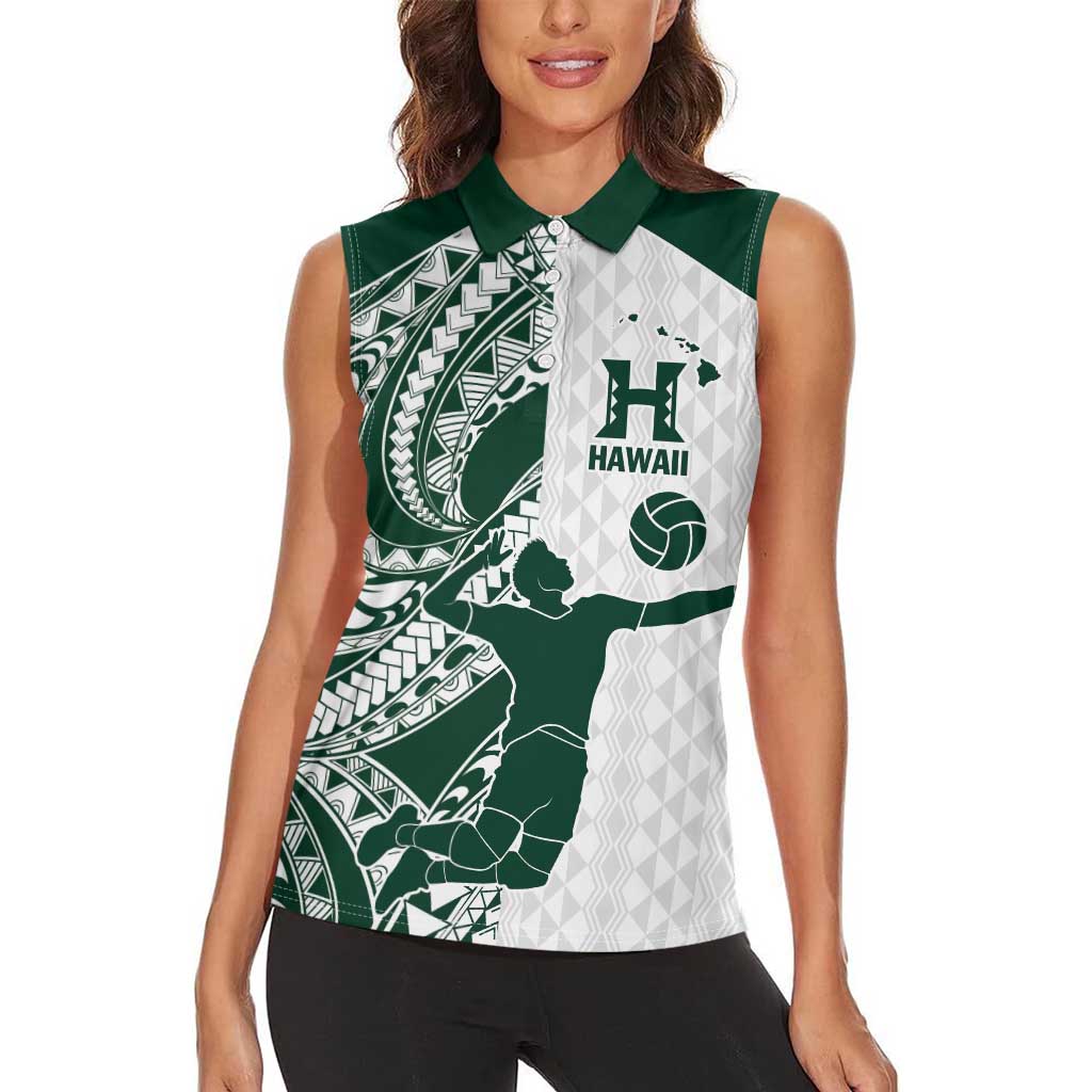 Polynesian Hawaii Volleyball Custom Women Sleeveless Polo Shirt Kakau with Sport Style LT9 - Polynesian Pride
