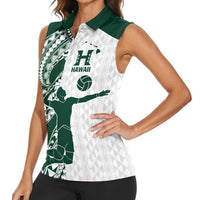 Polynesian Hawaii Volleyball Custom Women Sleeveless Polo Shirt Kakau with Sport Style LT9 - Polynesian Pride