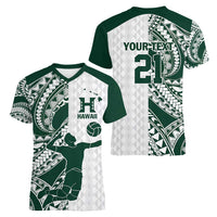 Polynesian Hawaii Volleyball Custom Women V-Neck T-Shirt Kakau with Sport Style LT9 - Polynesian Pride