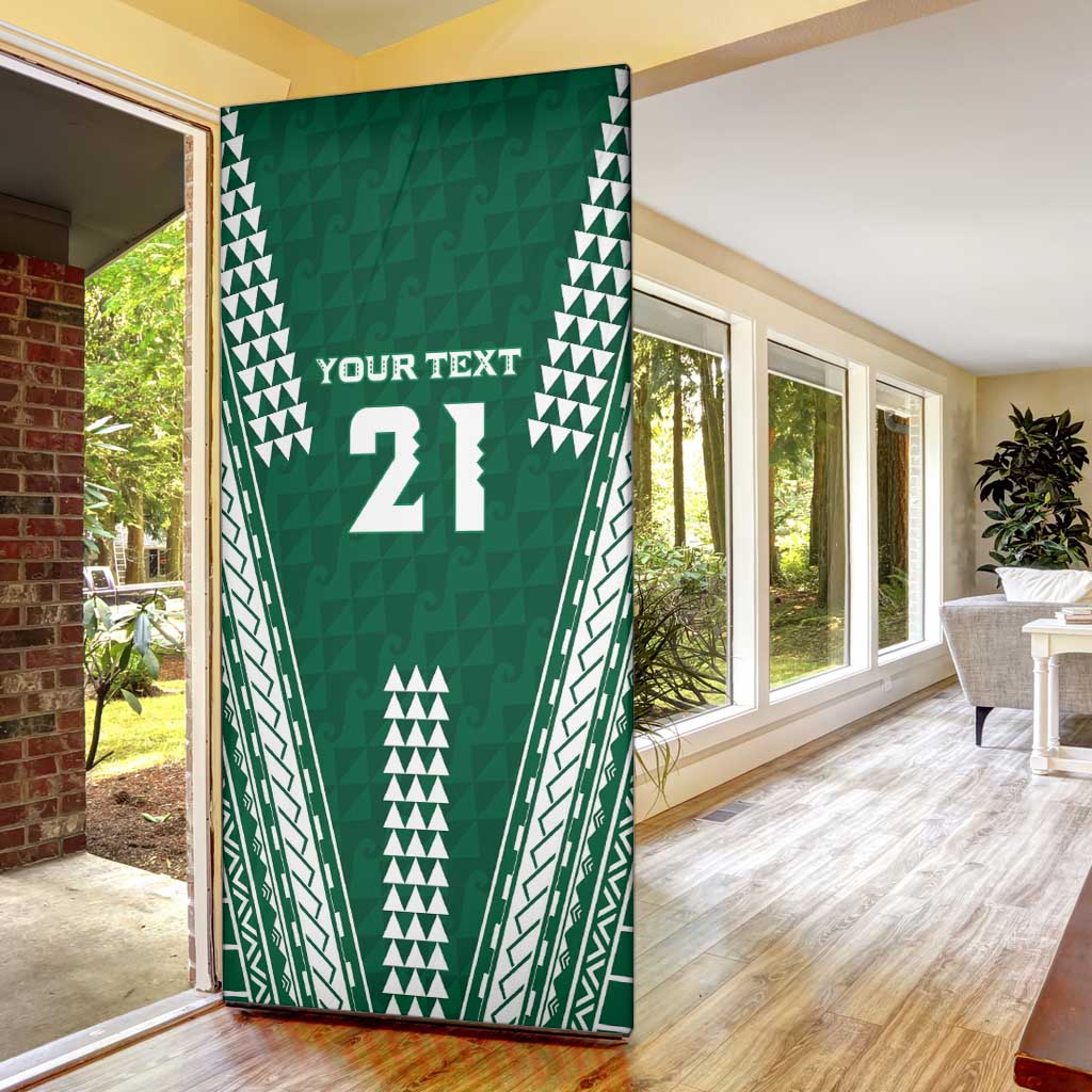 Polynesian Hawaii Volleyball Custom Door Cover Green Kakau with Map Motif - Polynesian Pride