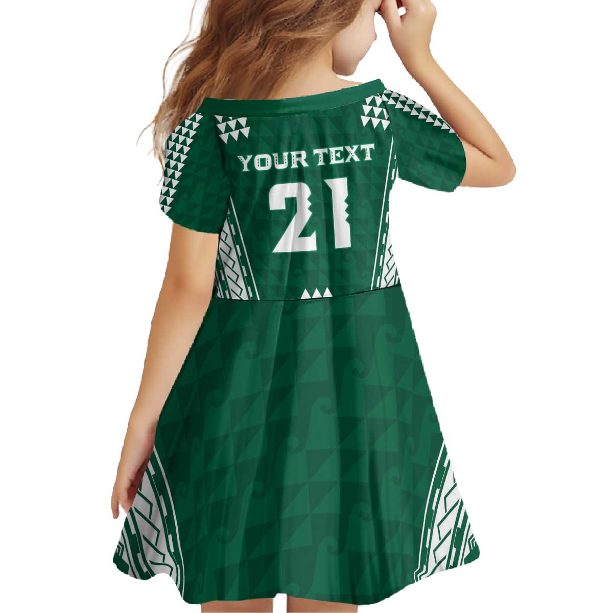 Polynesian Hawaii Volleyball Custom Family Matching Off The Shoulder Long Sleeve Dress and Hawaiian Shirt Green Kakau with Map Motif LT9 - Polynesian Pride