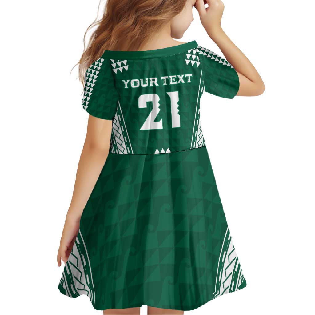 Polynesian Hawaii Volleyball Custom Family Matching Off Shoulder Maxi Dress and Hawaiian Shirt Green Kakau with Map Motif LT9 - Polynesian Pride