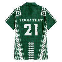 Polynesian Hawaii Volleyball Custom Family Matching Off Shoulder Maxi Dress and Hawaiian Shirt Green Kakau with Map Motif LT9 - Polynesian Pride