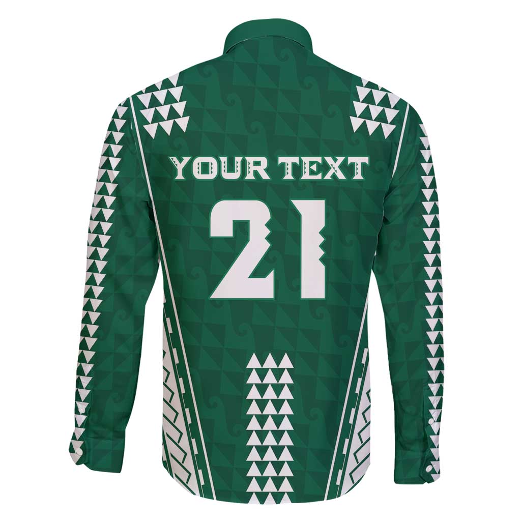 Polynesian Hawaii Volleyball Custom Family Matching Short Sleeve Bodycon Dress and Hawaiian Shirt Green Kakau with Map Motif LT9 - Polynesian Pride