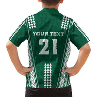 Polynesian Hawaii Volleyball Custom Family Matching Summer Maxi Dress and Hawaiian Shirt Green Kakau with Map Motif LT9 - Polynesian Pride