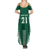 Polynesian Hawaii Volleyball Custom Family Matching Summer Maxi Dress and Hawaiian Shirt Green Kakau with Map Motif LT9 - Polynesian Pride