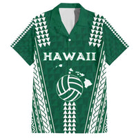 Polynesian Hawaii Volleyball Custom Family Matching Tank Maxi Dress and Hawaiian Shirt Green Kakau with Map Motif LT9 Dad's Shirt - Short Sleeve Green - Polynesian Pride