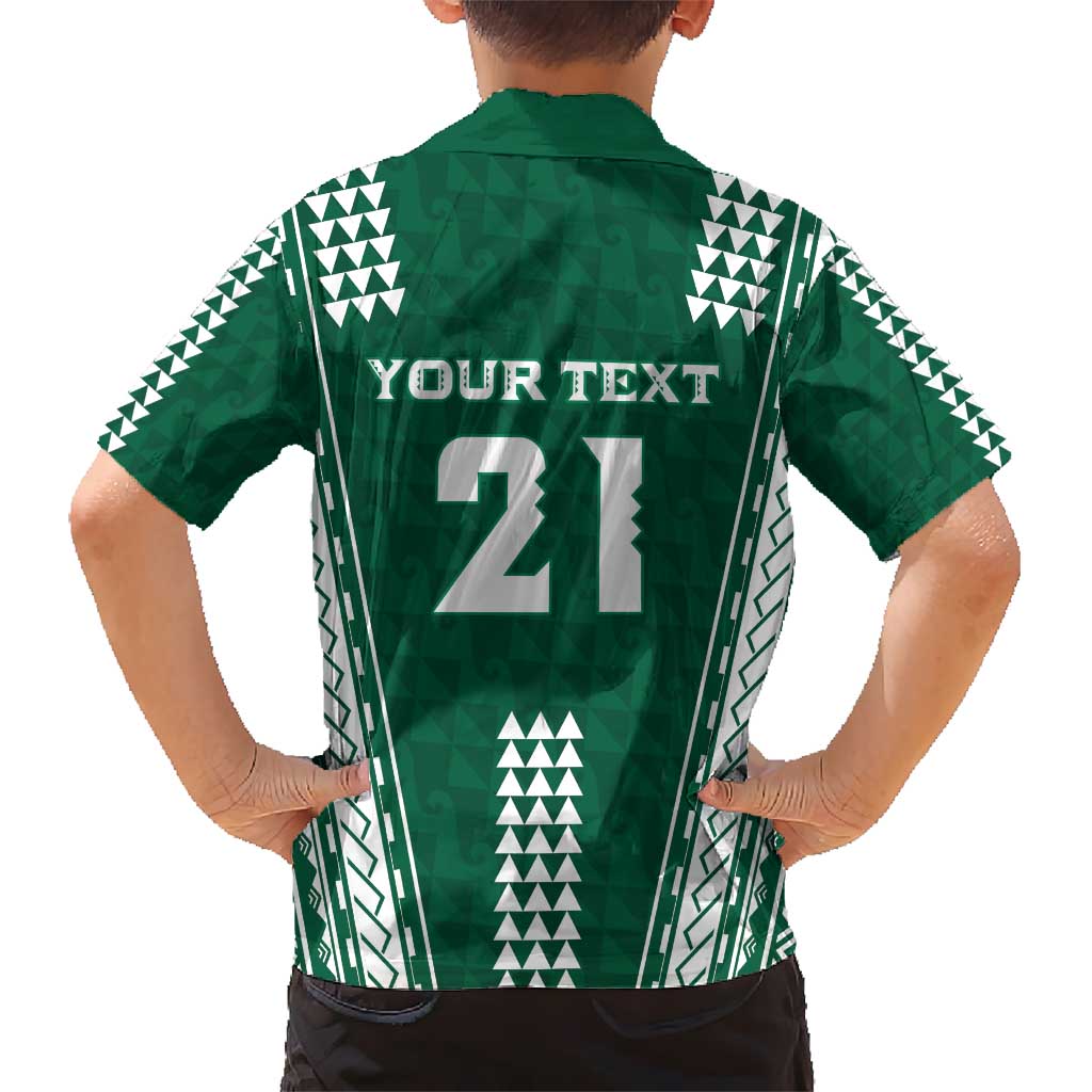 Polynesian Hawaii Volleyball Custom Hawaiian Shirt Green Kakau with Map Motif