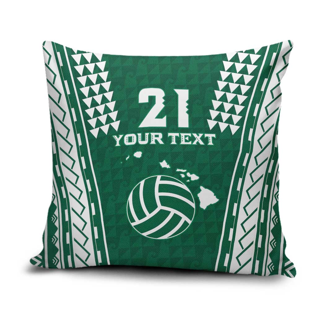 Polynesian Hawaii Volleyball Custom Pillow Cover Green Kakau with Map Motif - Polynesian Pride