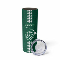 Polynesian Hawaii Volleyball Custom Skinny Tumbler Green Kakau with Map Motif LT9 - Polynesian Pride