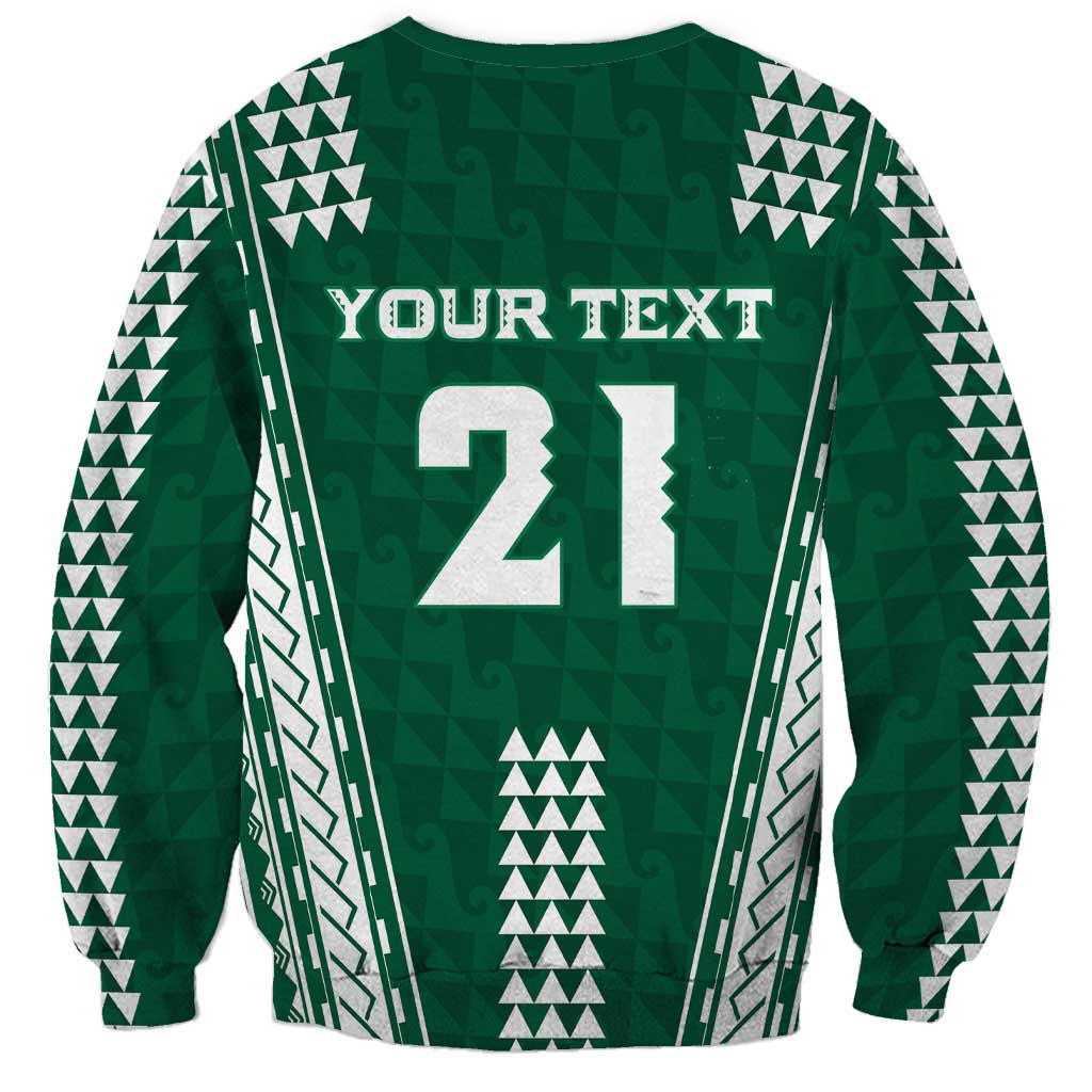 Polynesian Hawaii Volleyball Custom Sweatshirt Green Kakau with Map Motif LT9 - Polynesian Pride