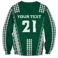 Polynesian Hawaii Volleyball Custom Sweatshirt Green Kakau with Map Motif LT9 - Polynesian Pride