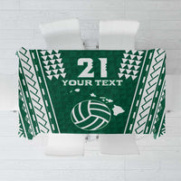 Polynesian Hawaii Volleyball Custom Tablecloth Green Kakau with Map Motif LT9 Green - Polynesian Pride
