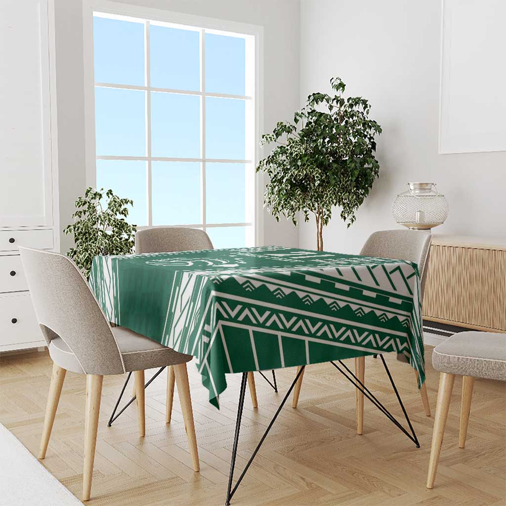 Polynesian Hawaii Volleyball Custom Tablecloth Green Kakau with Map Motif LT9 - Polynesian Pride