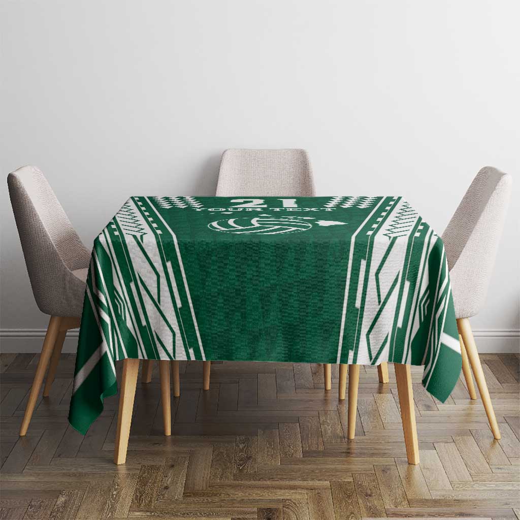 Polynesian Hawaii Volleyball Custom Tablecloth Green Kakau with Map Motif LT9 - Polynesian Pride