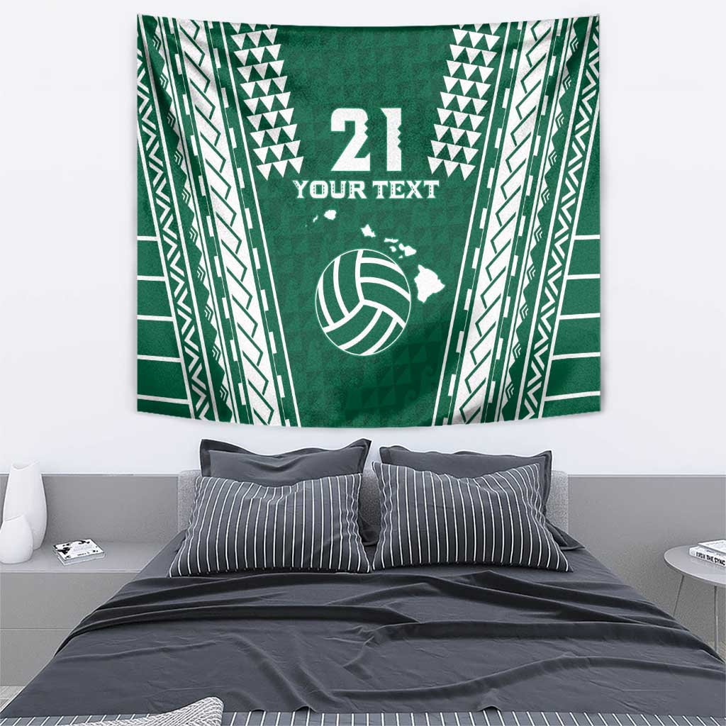 Polynesian Hawaii Volleyball Custom Tapestry Green Kakau with Map Motif LT9 - Polynesian Pride